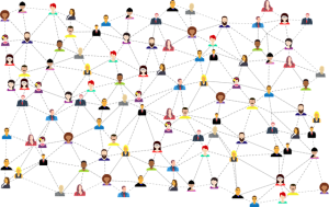 people connected by dotted lines