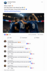 Blurred social media post with many comments.